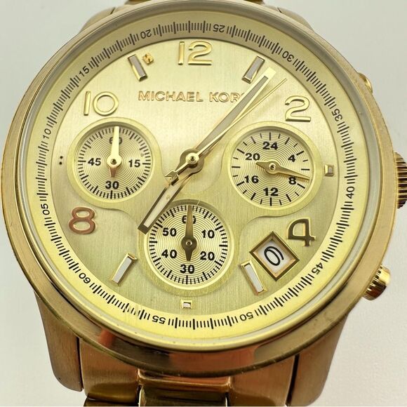 Michael Kors Runway Chronograph Women's Gold Tone Stainless Steel Watch MK5055 - Picture 1 of 7